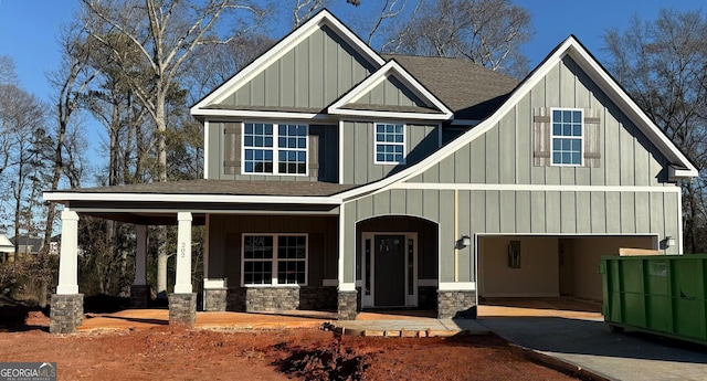 craftsman inspired home with covered porch