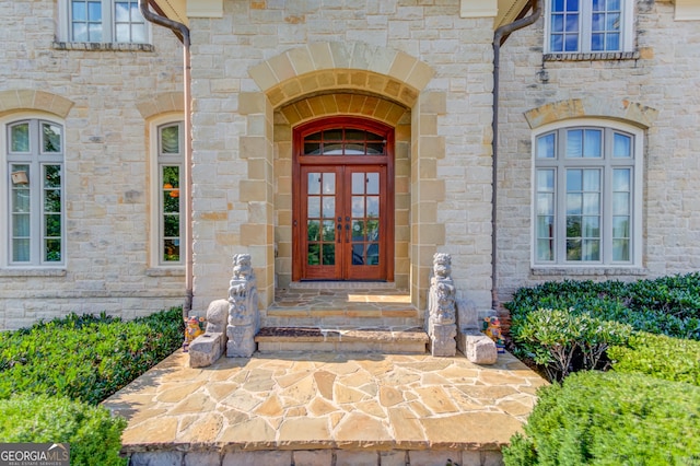 entrance to property with french doors