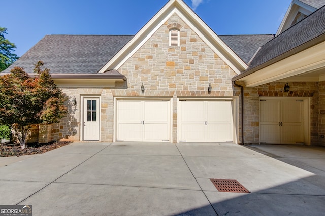 exterior space featuring a garage