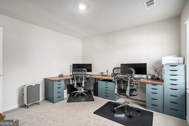 view of carpeted office space