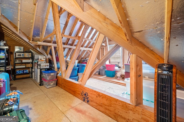 view of unfinished attic