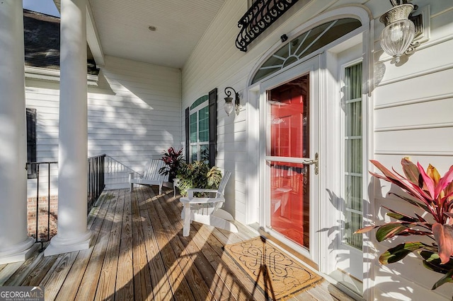 property entrance with a porch