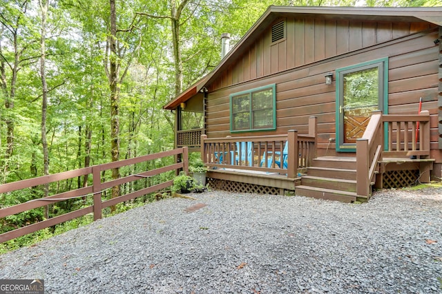 488 Joann Sisson Rd, Blue Ridge, GA 30513 - view of side of property with log siding and a deck