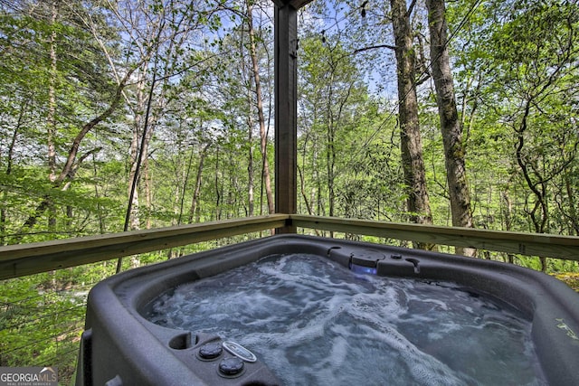 488 Joann Sisson Rd, Blue Ridge, GA 30513 - wooden terrace featuring a hot tub