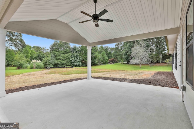 view of patio / terrace featuring ceiling fan