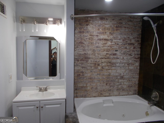 140 Walker St SW Unit A, Atlanta, GA 30313 - bathroom with vanity and a combined bath / shower with jetted tub