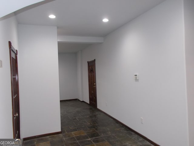 140 Walker St SW Unit A, Atlanta, GA 30313 - corridor with dark stone finish floors, baseboards, and recessed lighting