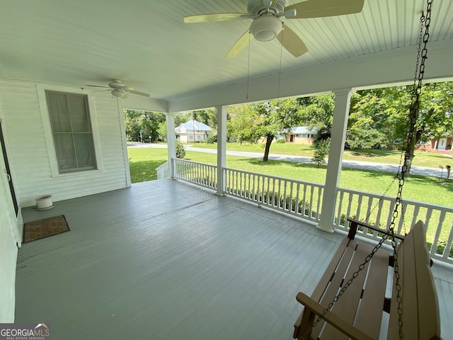 view of patio / terrace featuring ceiling fan