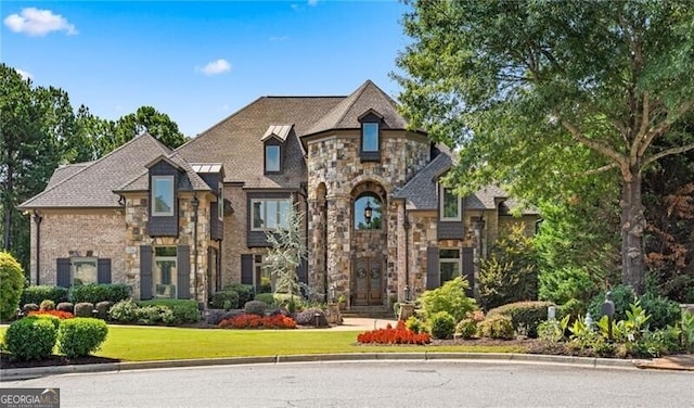 view of front of property with a front lawn