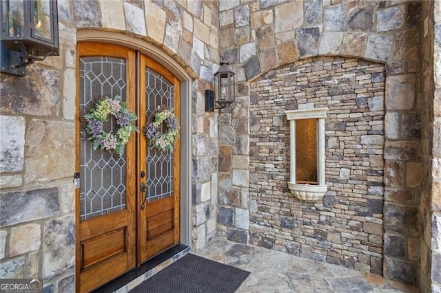 view of exterior entry with french doors