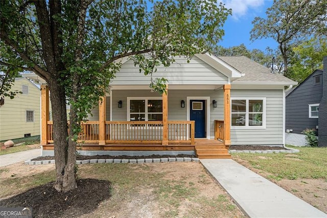 bungalow-style house with covered porch