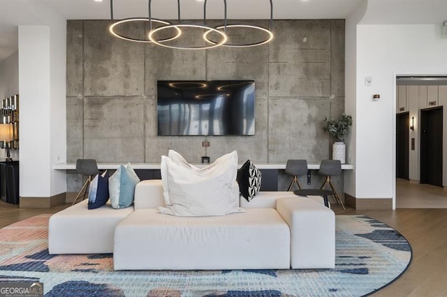 living room with wood-type flooring