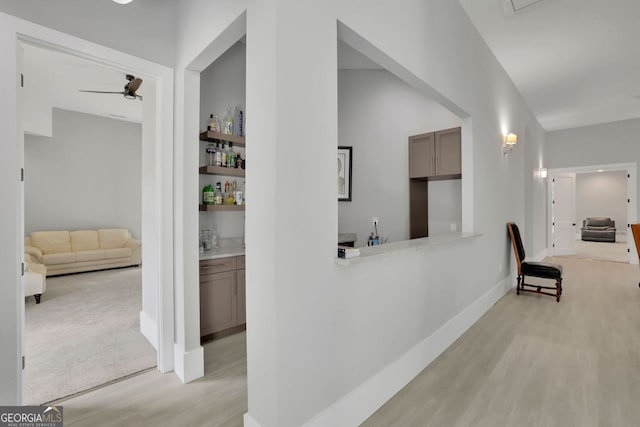 hall featuring light hardwood / wood-style floors