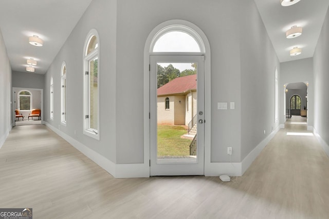 entryway with light wood-type flooring