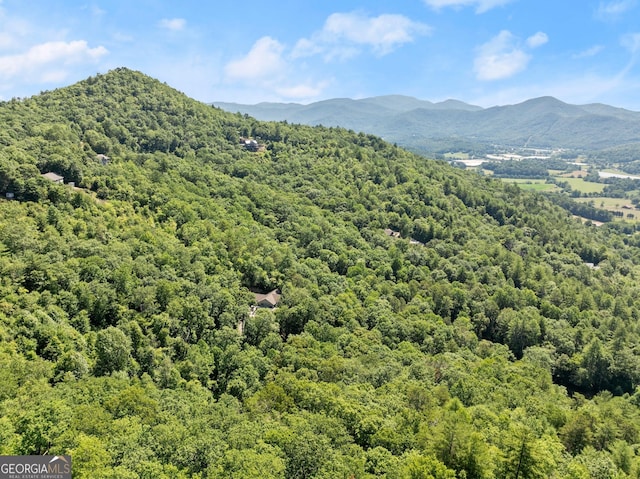 mountain view featuring a view of trees