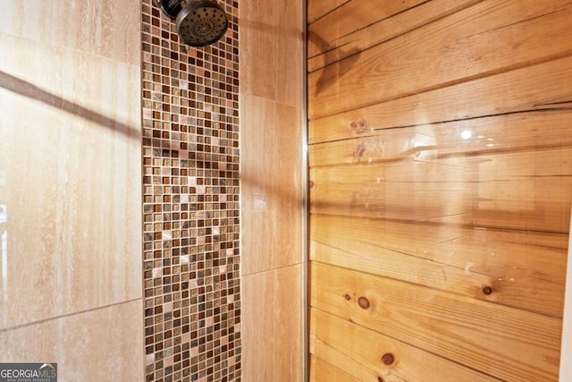 interior details with tiled shower