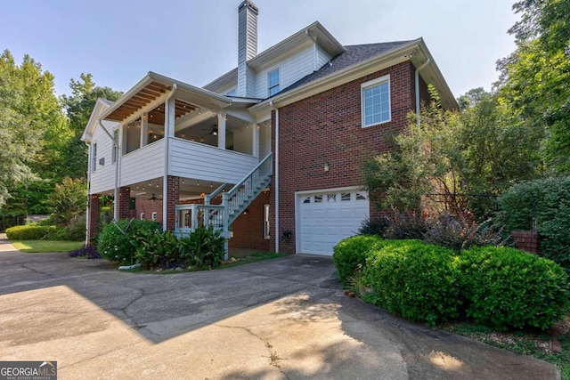 exterior space featuring a garage