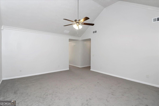 80 Stewart Hollow Ln, Covington, GA 30016 - empty room with crown molding, baseboards, visible vents, and a ceiling fan