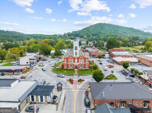 drone / aerial view with a mountain view