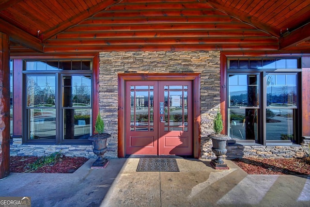 doorway to property with french doors