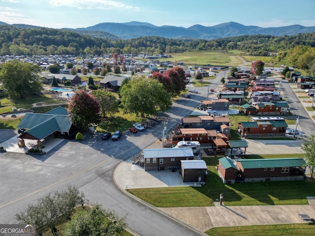 aerial view with a mountain view