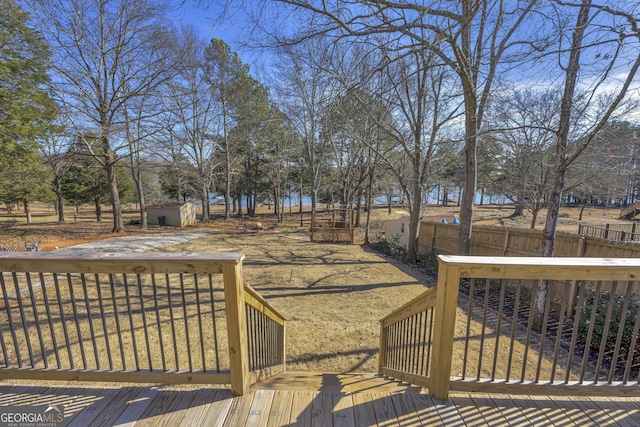 179 Bamboo Pt, Hartwell, GA 30643 - wooden deck with a shed