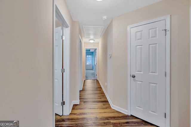 179 Bamboo Pt, Hartwell, GA 30643 - hallway featuring attic access and wood finished floors
