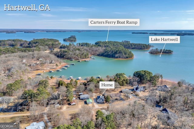 179 Bamboo Pt, Hartwell, GA 30643 - aerial overview of property's location with a large body of water