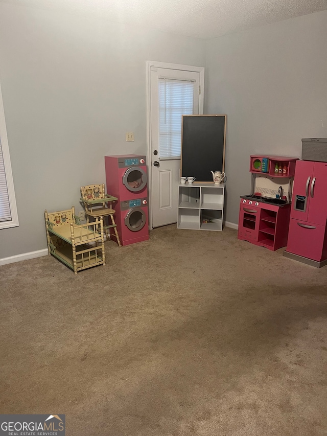 game room featuring carpet flooring