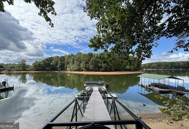 view of dock featuring a water view