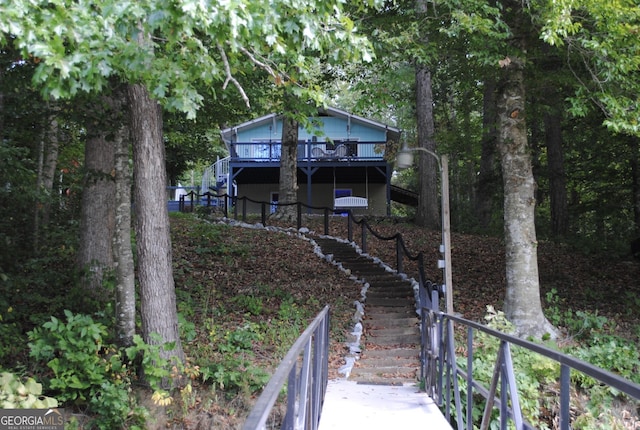 view of yard with a deck