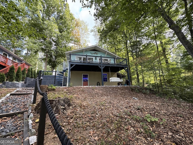 view of front facade with a deck