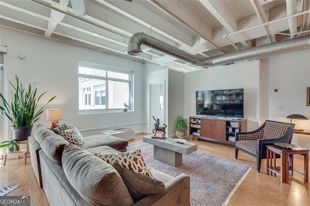 living room with light wood-type flooring