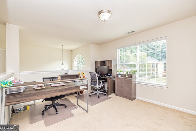 view of carpeted office