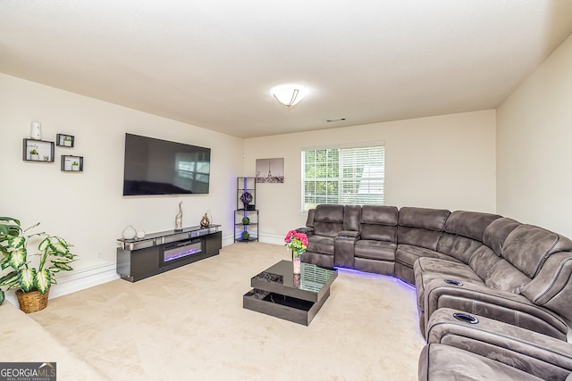 living room featuring carpet