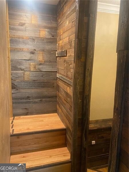 interior space with wood walls