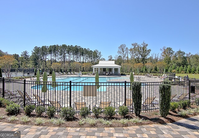 view of pool featuring a gazebo