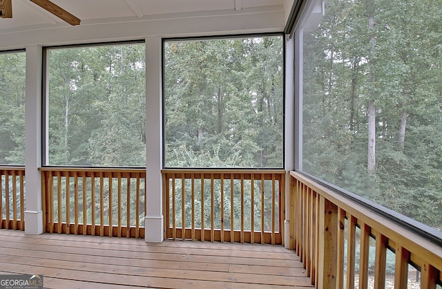 view of unfurnished sunroom