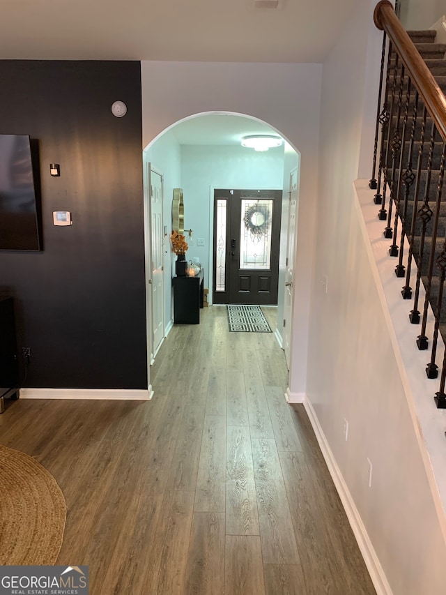 entryway featuring hardwood / wood-style flooring