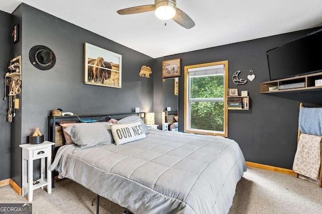 bedroom with carpet and ceiling fan