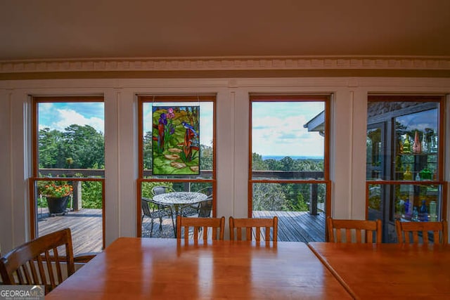 dining room featuring french doors, hardwood / wood-style floors, and a wealth of natural light