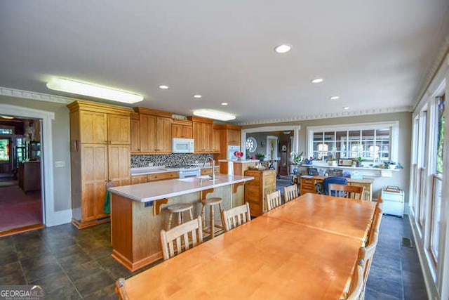 dining room featuring sink