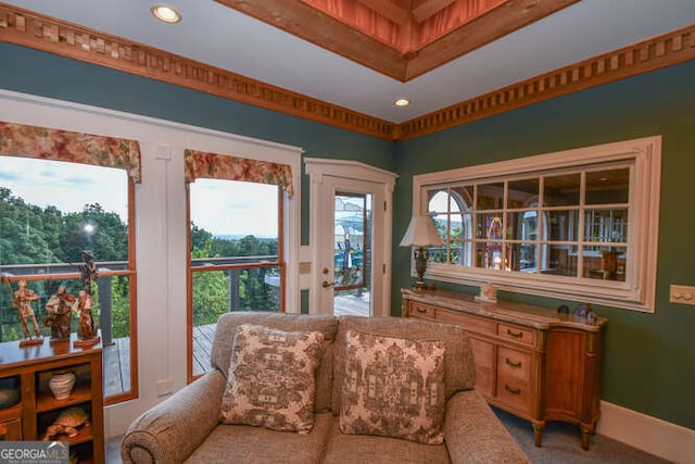 living room with carpet and plenty of natural light