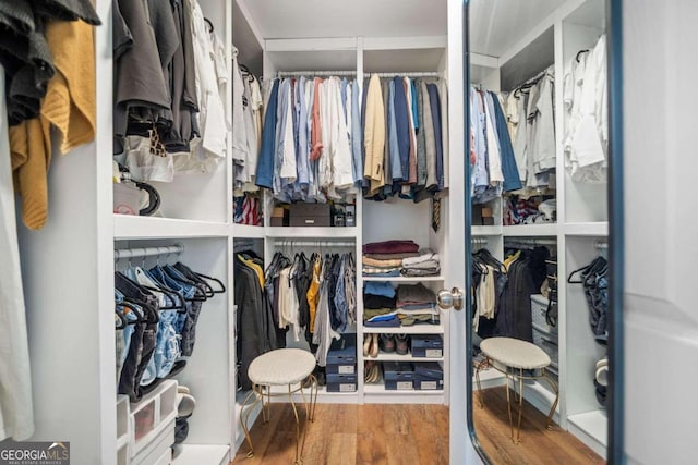 spacious closet featuring hardwood / wood-style floors