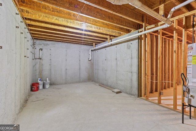 basement with gas water heater