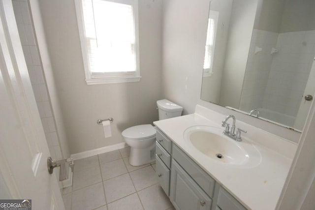 bathroom featuring tile patterned flooring, vanity, and toilet