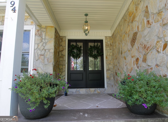 view of exterior entry with french doors