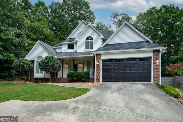 view of front of house featuring a porch and a front yard