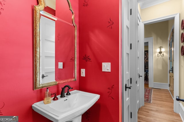 bathroom featuring hardwood / wood-style flooring and sink