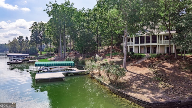 view of dock featuring a water view